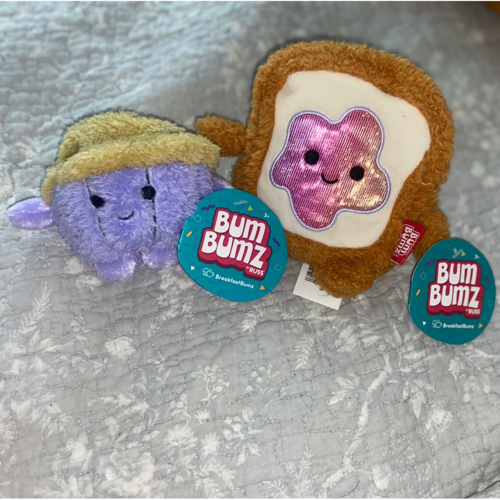 Set of 2 medium food 🥘 bumbumz, blueberry muffin 🫐 and PB&J 🍇